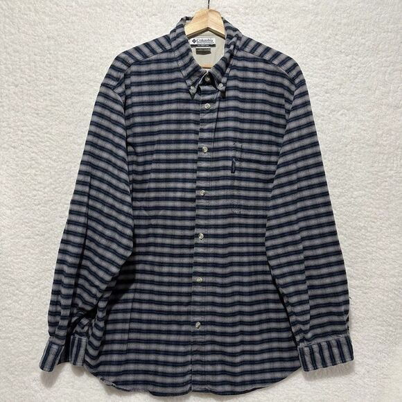Columbia Other - Columbia Sportswear Men's Navy Blue Gray Button Up Long Sleeve Shirt Size‎ XXL